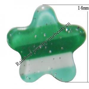 Resin Cabochons, No Hole Headwear & Costume Accessory, Star 14mm, Sold by Bag