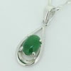 Sterling Silver Pendant/Charm,  platina plating with Jade, 18x7.5mm, Sold by PC