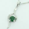 Sterling Silver Pendant/Charm,  platina plating with Jade, 24x8.5mm, Sold by PC