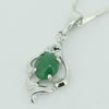 Sterling Silver Pendant/Charm,  platina plating with Jade, 18x9mm, Sold by PC