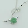 Sterling Silver Pendant/Charm,  platina plating with Jade, 18x9mm, Sold by PC