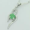 Sterling Silver Pendant/Charm,  platina plating with Jade, 25x8mm, Sold by PC
