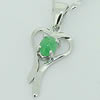 Sterling Silver Pendant/Charm,  platina plating with Jade, 19x9.5mm, Sold by PC