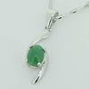 Sterling Silver Pendant/Charm,  platina plating with Jade, 22x6.5mm, Sold by PC