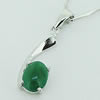 Sterling Silver Pendant/Charm,  platina plating with Jade, 22x8mm, Sold by PC