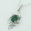 Sterling Silver Pendant/Charm,  platina plating with Jade, 24x8mm, Sold by PC