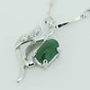 Sterling Silver Pendant/Charm,  platina plating with Jade, 18x11mm, Sold by PC