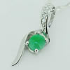 Sterling Silver Pendant/Charm,  platina plating with Jade, 26x8.5mm, Sold by PC