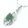 Sterling Silver Pendant/Charm,  platina plating with Jade, 17x7.5mm, Sold by PC