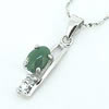 Sterling Silver Pendant/Charm,  platina plating with Jade, 21x6mm, Sold by PC