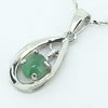 Sterling Silver Pendant/Charm,  platina plating with Jade, 19x8mm, Sold by PC