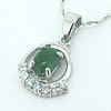 Sterling Silver Pendant/Charm,  platina plating with Jade, Flower 16x10.6mm, Sold by PC