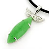 Sterling Silver Pendant/Charm,  platina plating with Jade, 32x14mm, Sold by PC