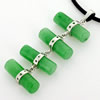 Sterling Silver Pendant/Charm,  platina plating with Jade, 42x16mm, Sold by PC