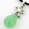 Sterling Silver Pendant/Charm,  platina plating with Jade, 27x9mm, Sold by PC