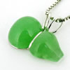 Sterling Silver Pendant/Charm,  platina plating with Jade, 18x15mm, Sold by PC