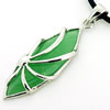 Sterling Silver Pendant/Charm,  platina plating with Jade, 42x12mm, Sold by PC