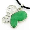 Sterling Silver Pendant/Charm,  platina plating with Jade, 27x23mm, Sold by PC