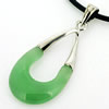 Sterling Silver Pendant/Charm,  platina plating with Jade, 36x16mm, Sold by PC