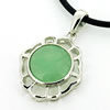 Sterling Silver Pendant/Charm,  platina plating with Jade, 24x17mm, Sold by PC