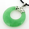 Sterling Silver Pendant/Charm,  platina plating with Jade, 37x28mm, Sold by PC