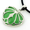 Sterling Silver Pendant/Charm,  platina plating with Jade, Animal 26x22mm, Sold by PC