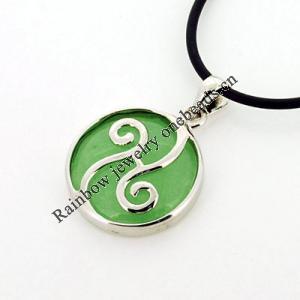 Sterling Silver Pendant/Charm,  platina plating with Jade, Coulumn 26x19mm, Sold by PC