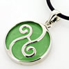 Sterling Silver Pendant/Charm,  platina plating with Jade, Coulumn 26x19mm, Sold by PC