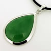 Sterling Silver Pendant/Charm,  platina plating with Jade, 36x21mm, Sold by PC