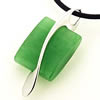Sterling Silver Pendant/Charm,  platina plating with Jade, 33x13.5mm, Sold by PC