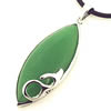 Sterling Silver Pendant/Charm,  platina plating with Jade, 44x14.5mm, Sold by PC