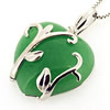 Sterling Silver Pendant/Charm,  platina plating with Jade, Heart 28x20mm, Sold by PC