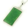 Sterling Silver Pendant/Charm,  platina plating with Jade, 39x15.5mm, Sold by PC