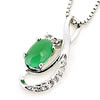 Sterling Silver Pendant/Charm,  platina plating with Jade, 29x9mm, Sold by PC