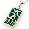 Sterling Silver Pendant/Charm,  platina plating with Jade, Oval 30x12mm, Sold by PC