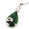 Sterling Silver Pendant/Charm,  platina plating with Jade, 29x11.5mm, Sold by PC