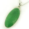 Sterling Silver Pendant/Charm,  platina plating with Jade, 39x15mm, Sold by PC