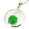 Sterling Silver Pendant/Charm,  platina plating with Jade, 25x18mm, Sold by PC