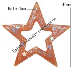 Resin Pendant, Hollow Star 40mm Hole:1mm, Sold by Bag