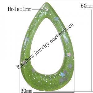 Resin Pendant, Hollow Teardrop 50x30mm Hole:1mm, Sold by Bag