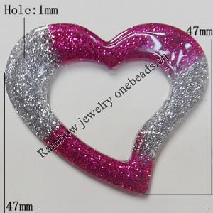 Resin Pendant, Hollow Heart 47x47mm Hole:1mm, Sold by Bag