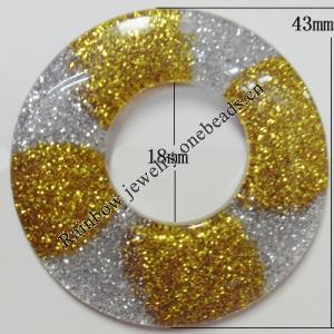 Resin Pendant, Donut O:43mm I:18mm Hole:1mm, Sold by Bag