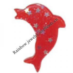 Resin Cabochons, No Hole Headwear & Costume Accessory, Dolphin 40x30mm, Sold by Bag