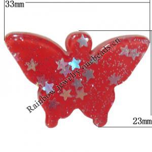 Resin Cabochons, No Hole Headwear & Costume Accessory, Butterfly 33x23mm, Sold by Bag