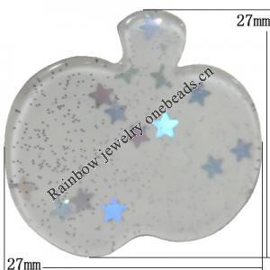 Resin Cabochons, No Hole Headwear & Costume Accessory, Apple 27x27mm, Sold by Bag