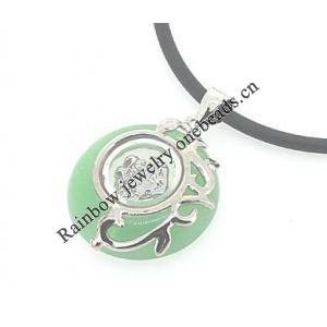 Sterling Silver Pendant/Charm,  platina plating with Jade, Dog 24x19mm, Sold by PC