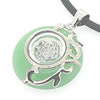 Sterling Silver Pendant/Charm,  platina plating with Jade, Dog 24x19mm, Sold by PC