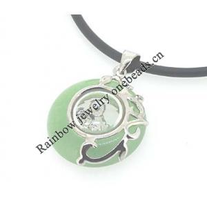 Sterling Silver Pendant/Charm,  platina plating with Jade, Monkey 24x19mm, Sold by PC