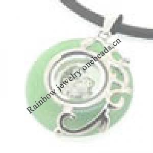 Sterling Silver Pendant/Charm,  platina plating with Jade, Sheep 24x19mm, Sold by PC