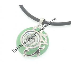 Sterling Silver Pendant/Charm,  platina plating with Jade, Dragon 24x19mm, Sold by PC